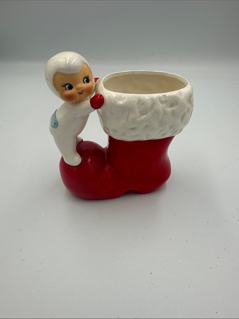 Vintage Holt Howard Mid Century MCM Christmas Candy Holder Boot Japan Snow Baby